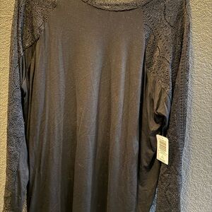 Torrid Deep Black Lace Mock Neck Top